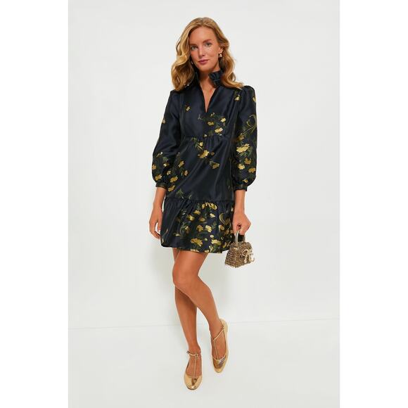 Tuckernuck Dresses & Skirts - TUCKERNUCK Navy Jasmine Vine Jacquard Palmerston Dress Size Small